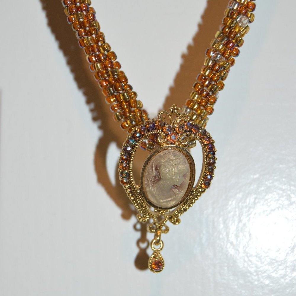 Handmade Cameo Beaded Necklace